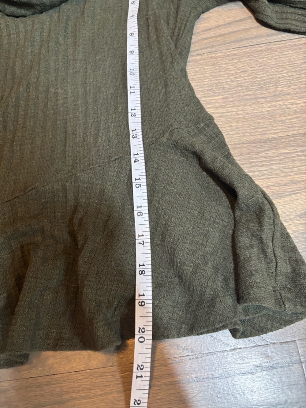 Anthropologie Maeve Olive Ribbed Cowl Peplum Sweater. XS - Picture 6 of 7